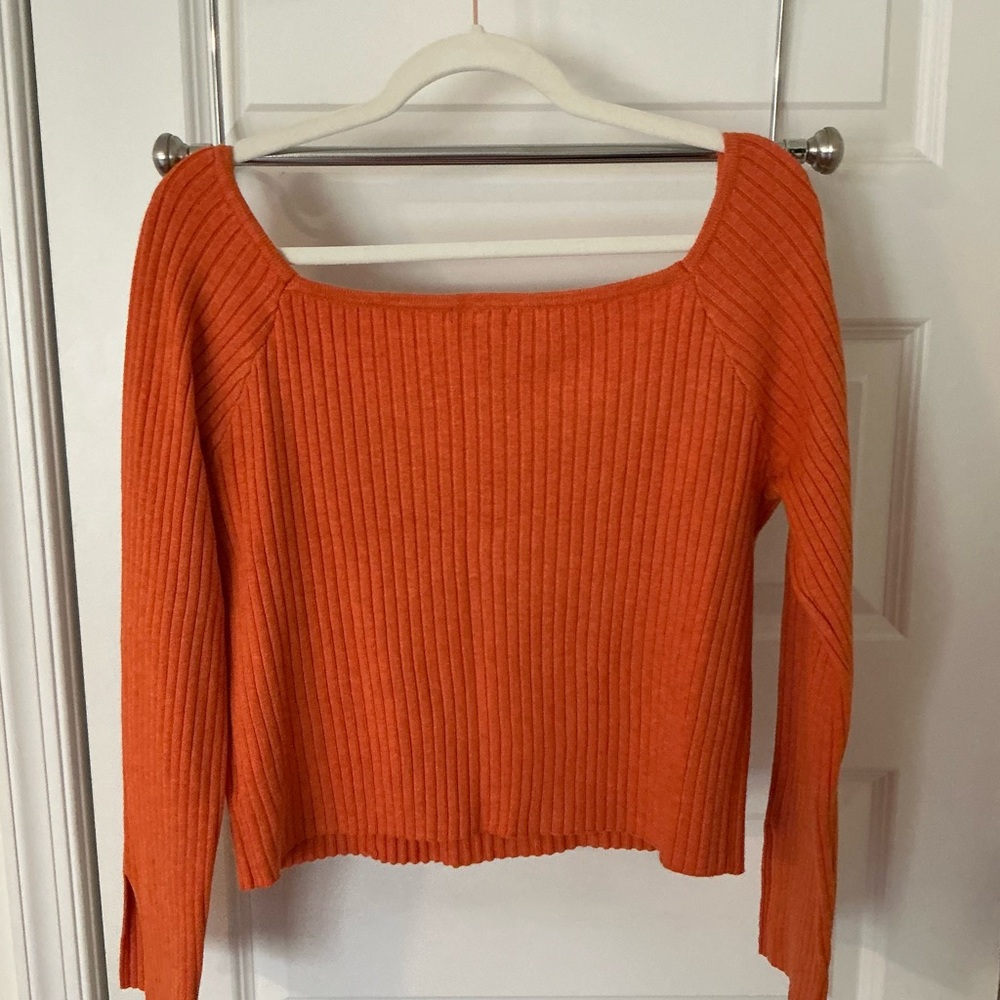 Wild Fable Orange Ribbed Sweater - Picture 2 of 5